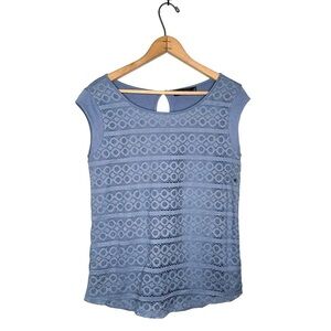 The Limited | Blue Lace Short Cap Sleeves Top Size Small